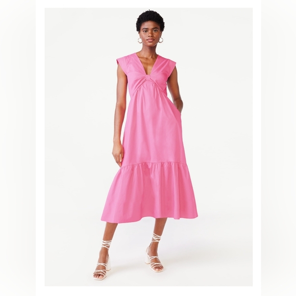 Scoop NYC Dresses & Skirts - Scoop Women's Knot Front Pretty in Pink Midi Dress SIZE Medium
